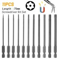 Juego De 11 Piezas De Puntas Torx Con Cabeza Magnética De 75mm /3 Pulgadas Herramienta Manual Extra Larga T7 T8 T9 T10 T15 T20 T25 T27 T30 T40 - details 0