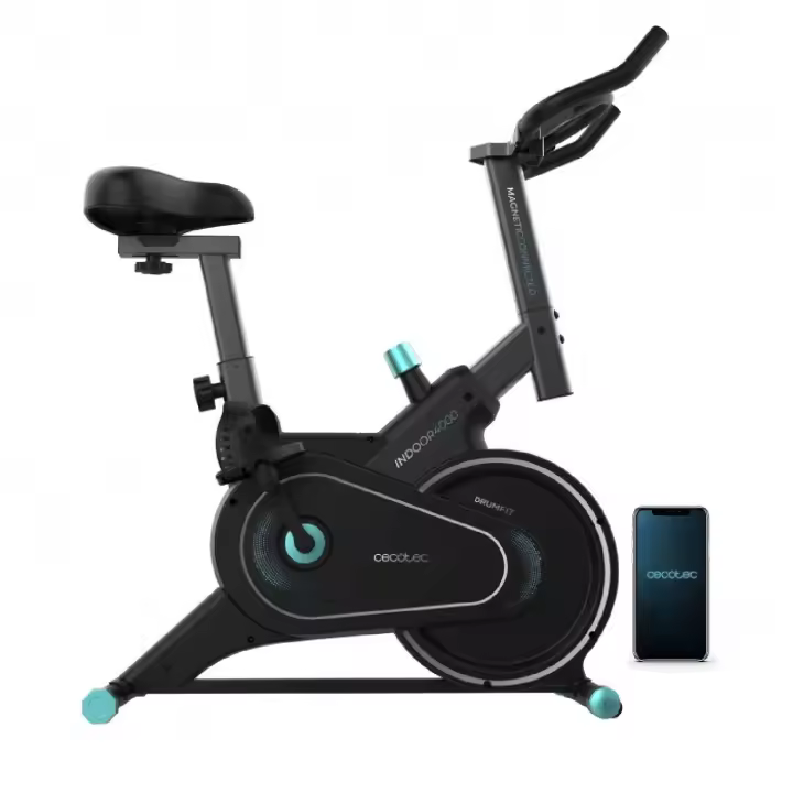 Cecotec Bicicleta Estática Drumfit Indoor 4000 Magnetic Connected, MagnetSystem, Pedaleo fluido y natural, Volante de Inercia 4Kg, Bluetooth, Peso Max 120kg, Soporte Dispositivos - 1