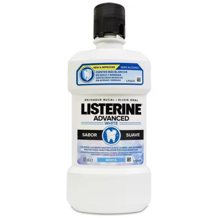 Listerine Enjuague Bucal Advanced White Sabor Suave, 500 Ml - 1