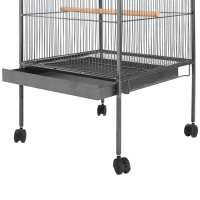 vidaXL Jaula para pájaros con techo de acero negro 66x66x155 cm - details 2
