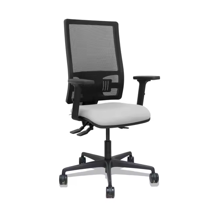 Silla Bormate asincro malla negra asiento bali gris claro brazos 2D ruedas 65mm - 1