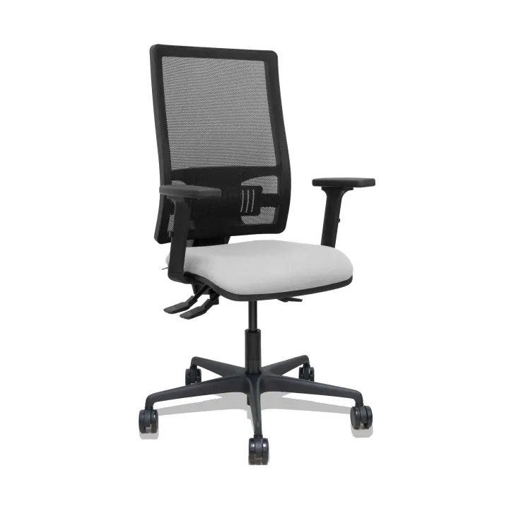Silla Bormate asincro malla negra asiento bali gris claro brazos 2D ruedas 65mm - 1