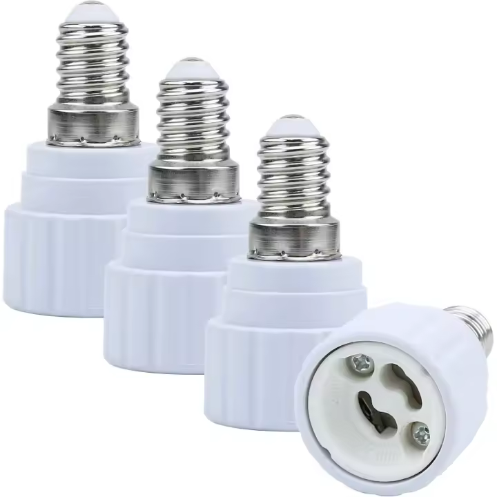Adaptador de portalámparas 4X E14 a GU10 en color blanco - Juego de 4 convertidores de formato para bombillas LED - 1