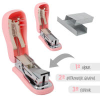Starplast MINI GRAPADORA PASTEL + 1000 GRAPAS - Tamaño 3,5 X 1,5 Cm - Colores Pastel - Mini - Tamaño S - Rosa, Lila, Turquesa - Vuelta Al Cole, Escolar, Oficina, Instituto - Juvenil - Grapas - Ahorro - Pack - details 2