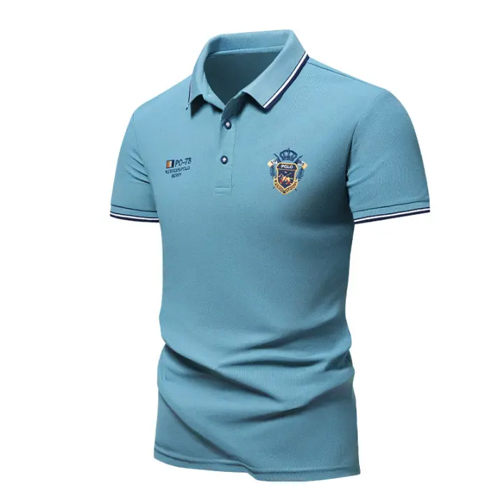 Camisa Polo Para Hombre Nuevo Verano Manga Corta Bordada Lujo Top Casual Cuello Redondo Transpirable Ligera De Mantener - 1