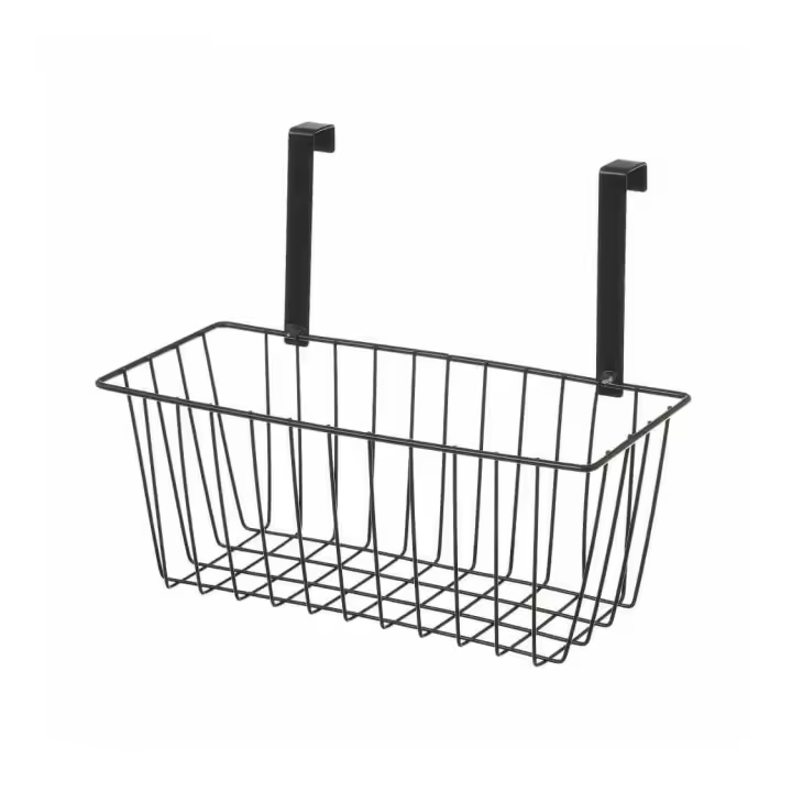 Dcasa Cesta colgante con rejilla negra de metal de 28x12x23 cm - 1