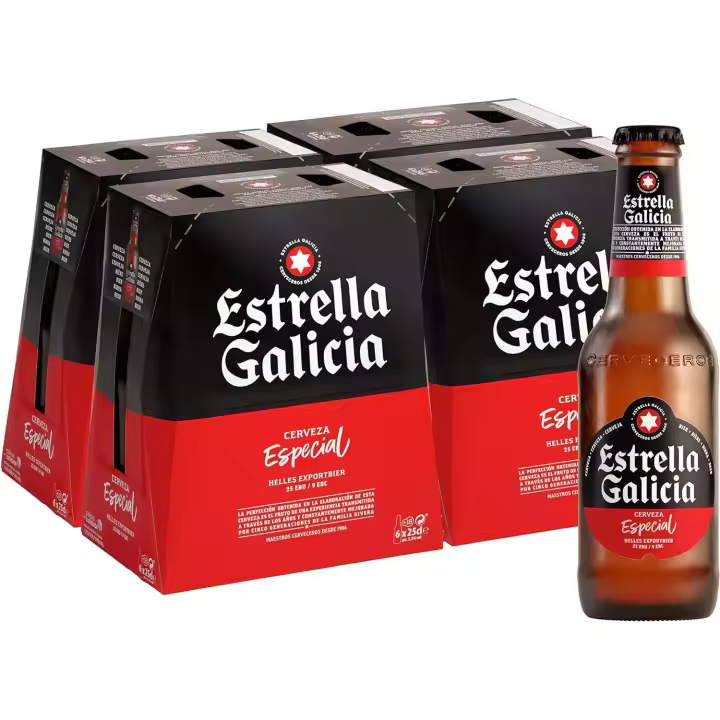 ESTRELLA GALICIA Cerveza Lager Especial - Pack  24 botellas cristal 250ml - 1