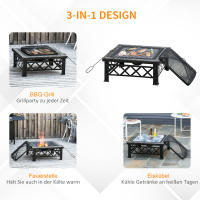 Hoguera 3 en 1 with Protección antichispa, Parrilla y cubitera para barbacoa de Jardín Negro 76x76x47cm - details 4