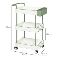HOMCOM Carrito de Almacenamiento de 3 Niveles Carrito de Cocina con Asa y Caja Extraíble para Salón Comedor Oficina Baño 50x29,4x77 cm Blanco - details 2