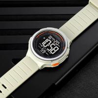 Reloj digital multifunción para hombre, resistente al agua, con correa de caucho negra retroiluminada. - details 2