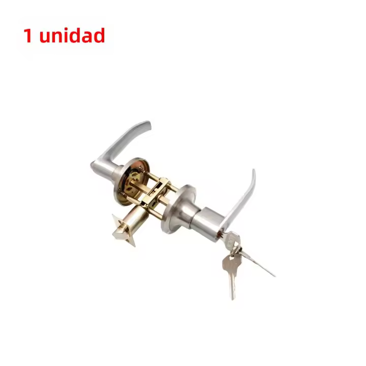 Cerradura De Manija De Puerta Con 3 Llaves Cerradura De Manilla Para Entrada Reemplazo De Perilla De Puerta Para Dormitorio Y Puerta Principal Material De Acero Inoxidable - 1