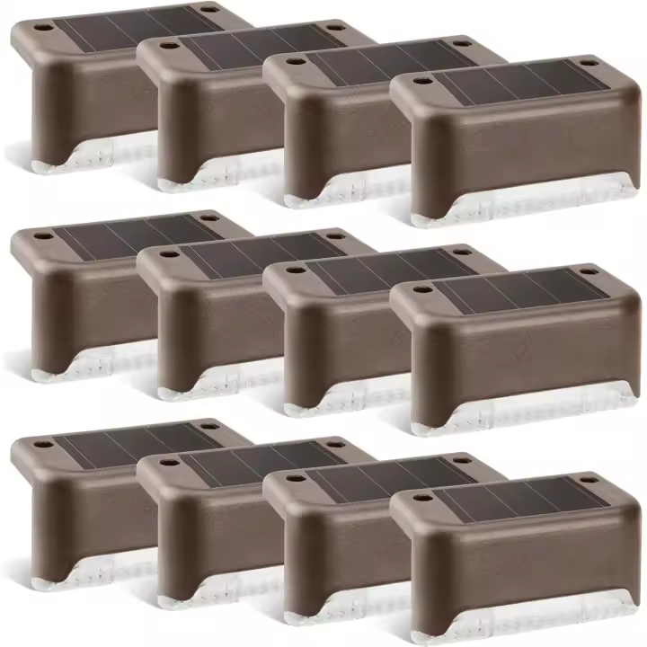 12 luces solares para cubierta, acabado de bronce, impermeable, lámpara solar LED para caminos al aire libre, patio, escaleras, escalones y vallas. (Luz blanca, luz cálida y luz de color son opcionales.) - 1