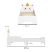 ZONEKIZ Cama para Niños de 3-6 Años 143x74x67 cm Cama Infantil de Madera en Forma de Unicornio Mueble de Dormitorio Moderno Carga 80 kg Blanco - details 2