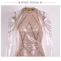 Vestido De Noche Elegante Romagic Con Hombros Descubiertos Y Diamantes Blanco Vestido De Fiesta Para Mujer Vestido De Premio Sin Mangas Largo Para Bodas Y Eventos Formales - details 5