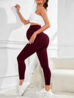 Leggings De Maternidad Con Soporte Para El Bello Algodón Tejido De Spandex Para Mujer Trousers De Cintura Alta Para Embarazadas Ropa De Embarazo Para Todas Las Estaciones - details 16