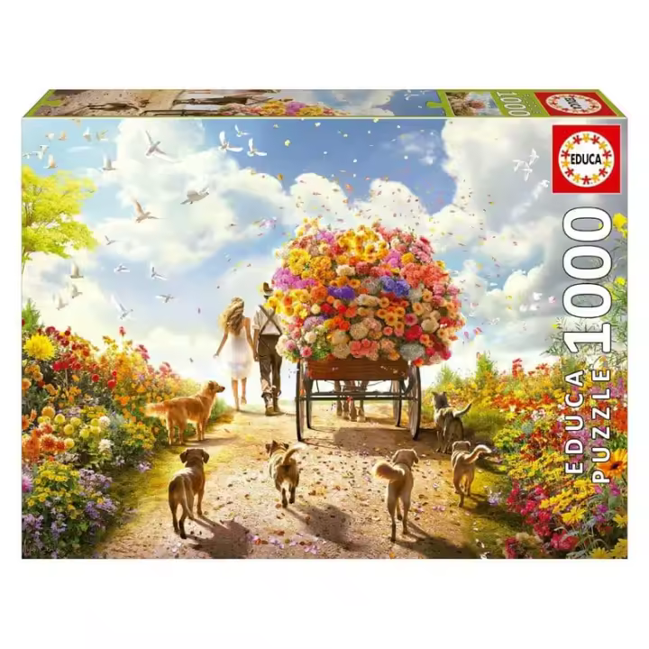 Puzzle de 1000 piezas para adultos Carro de Flores Educa 19921 - 1
