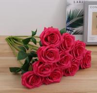 10pcs Flores Artificiales De Rosa Con Cuernos En Hot Pink Para Decoración Interior Y Bodas Belleza Súper Floral De Silicio - details 5