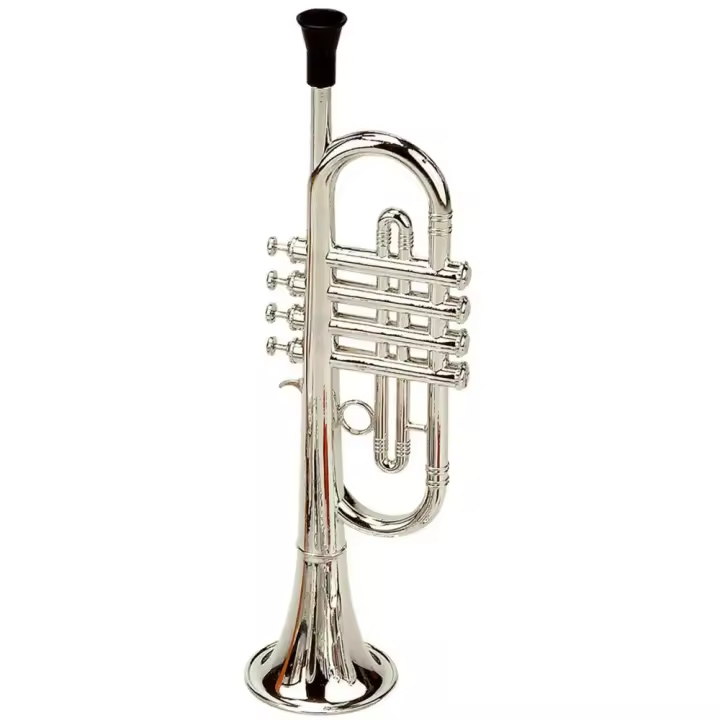 Generico Trompeta Metalizada 8 Pistones 42 Cm Plateado - 1