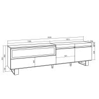 Skraut Home - Mueble de Televisión en melamina de alta calidad - 203x35x57cm - Fuego led efecto 3d - Veteado de madera - Tacto poroso - Estilo Moderno Elegante - details 2