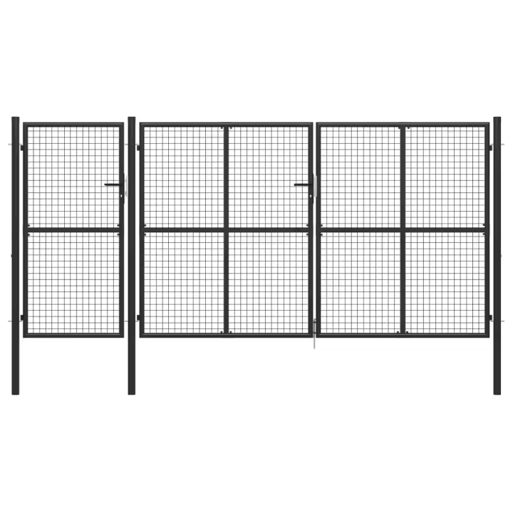 vidaXL Puerta de jardín de acero gris antracita 400x150 cm - 1