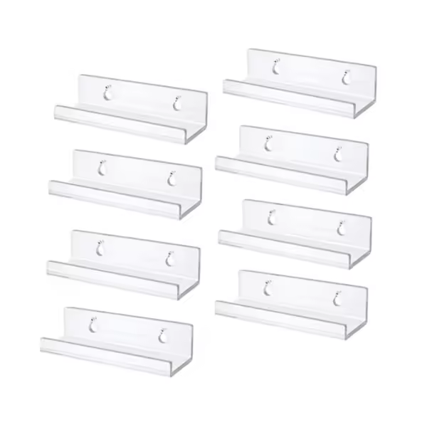 Estante de pared para discos de vinilo transparente, paquete de 8, soporte de exhibición de discos de álbum de acrílico - 1