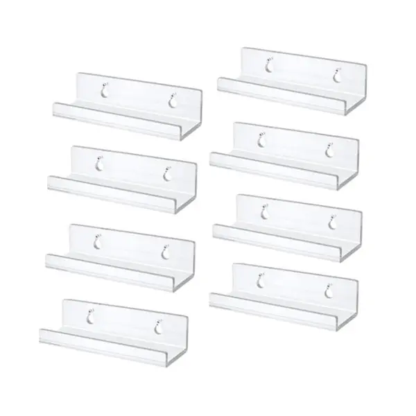 Estante de pared para discos de vinilo transparente, paquete de 8, soporte de exhibición de discos de álbum de acrílico - 1