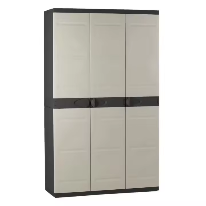 Armario de 3 Puertas con escobero 105 cm Titanium Plastiken Negro - 1