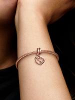 Pandora - Charm Colgante with corazones de Hermanas entrelazadas - Baño de Gold Rose de 14 K - details 2