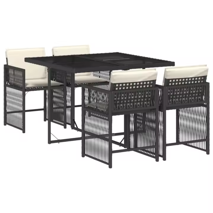 vidaXL Set de muebles jardín 5 pzas con cojines ratán sintético negro - 1