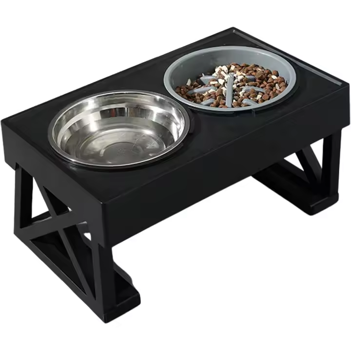 Comedero elevado para perros - Comedero doble - Comedero lento de acero inoxidable para perros altos con soporte elevado - 1