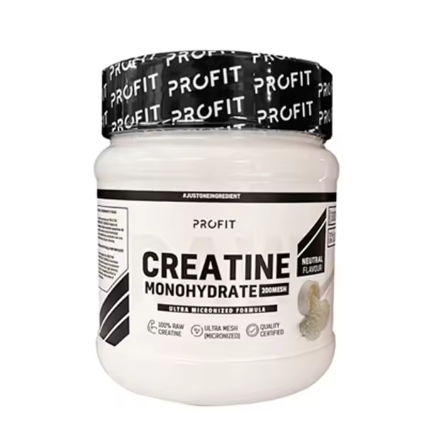 PROFIT Creatine Monohydrate 200 MESH (Ultra Micronized) - Suplemento de creatina monohidratada - 300 gr - Mejora el rendimiento físico - Sabor a elegir - Incrementa la masa muscular - Favorece la recuperación. - 1
