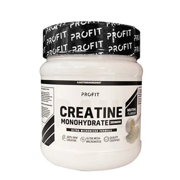 PROFIT Creatine Monohydrate 200 MESH (Ultra Micronized) - Suplemento de creatina monohidratada - 300 gr - Mejora el rendimiento físico - Sabor a elegir - Incrementa la masa muscular - Favorece la recuperación. - 1