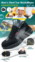 Zapatos De Seguridad Para Hombre Verano Malla Transpirable Con Punta De Acero Antideslizante Comodidad Al Trabajar Al Aire Libre - details 8