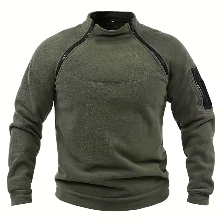  Sudadera Táctica Militar Para Hombre Con Cremallera Y Mangas Largas De Color Sólido Casual Gruesa Para Excursiones Al Aire Libre Otoño E Invierno - 1