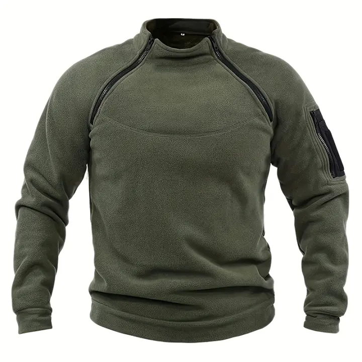  Sudadera Táctica Militar Para Hombre Con Cremallera Y Mangas Largas De Color Sólido Casual Gruesa Para Excursiones Al Aire Libre Otoño E Invierno - 1