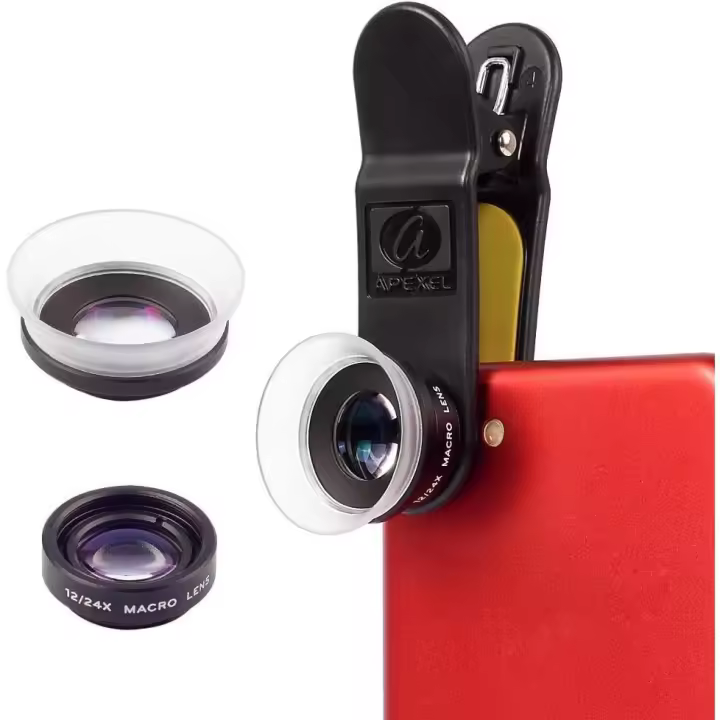 Lente macro avanzada profesional HD 12X/24X, adecuada para iPhone, Samsung Galaxy S6/S6 Edge, S7/S7 Edge y la mayoría de los teléfonos inteligentes y tabletas, color negro. - 1