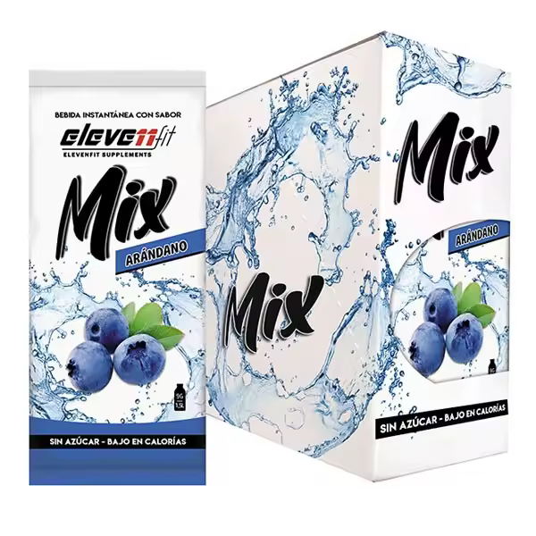 Eleven Fit Mix Instantáneo, Caja de 24 Sobres Sabor Arándano - Prepara 1.5L de Bebida Saludable - Sin Azúcar, Baja en Calorías y Carbohidratos - Ideal para Agua/Leche, Cocinar y Preparar Postres - Mejora tu Dieta - Apto para Adultos y Niños - 1