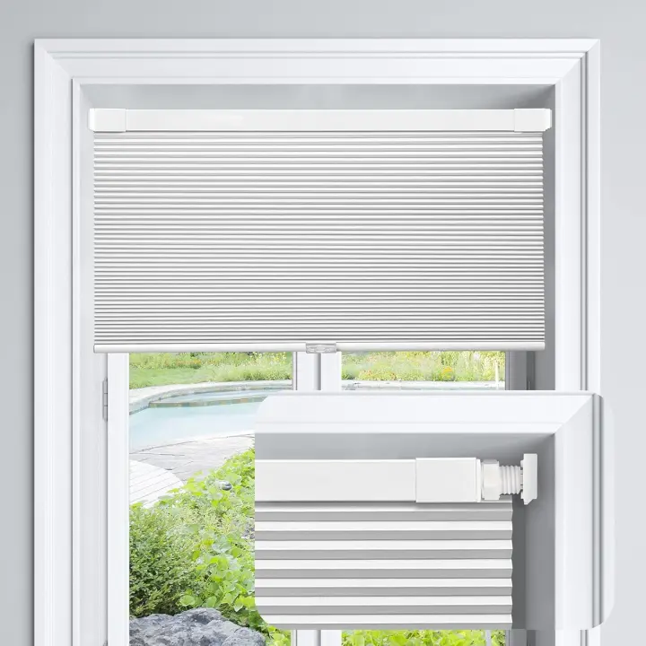 Blackout Roller Blind Without Drawstring, No Tools, No Drilling, Pleated Window Blind, 73 x 183 cm, Silver White - 1