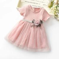 Vestido De Bebé Para Verano Con Decoración De Flores Vestido De Princesa Para Fiesta De Cumpleaños Para Niñas Ropa De Bebé Material De Algodón Estilo Dulce - details 2