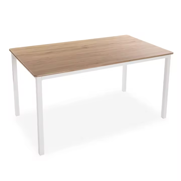 Versa Amaia Mesa de comedor para Cocina, Terraza, Jardín o Comedor, , Medidas (Al x L x An) 76 x 80 x 140 cm, Madera y Metal, Color Blanco - 1
