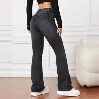 Jeans Flares Micro Para Mujer Casual Vintage Cintura Media Botones Splice Denim Pantalones Oficina Commuter Trend Streetwear - details 9
