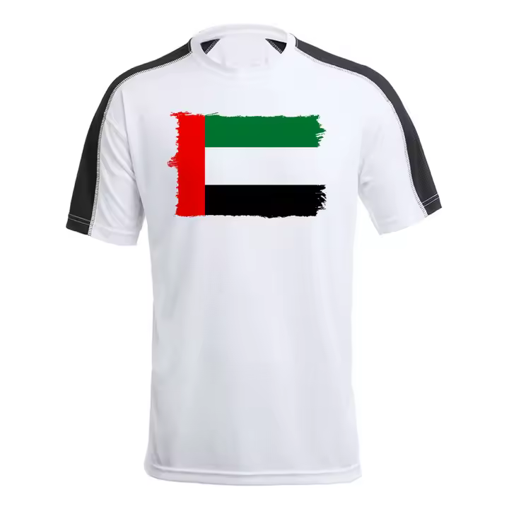 MERCHANDMANIA CAMISETA TÉCNICA FRANJA MANGAS NEGRA bandera emiratos arabes unidos pais oriente tshirt - 1