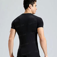 Camiseta De Entrenamiento Para Hombres De Color Sólido Con Mangas Cortas Secado Rápido Transpirable Rashguard De Gimnasio Deporte Fitness Jiu Jitsu MMA - details 9