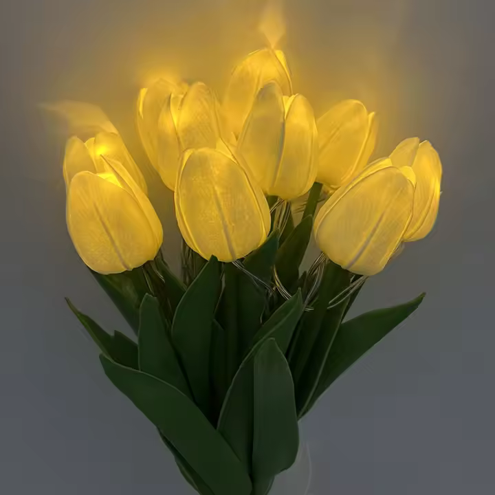 10/15pcs Luminosas Tulipanes LED Simulación Alta Calidad Flores Falsas Para Decoración De Hogar Y Fiestas Boda Decoración De Flores Artificiales - 1