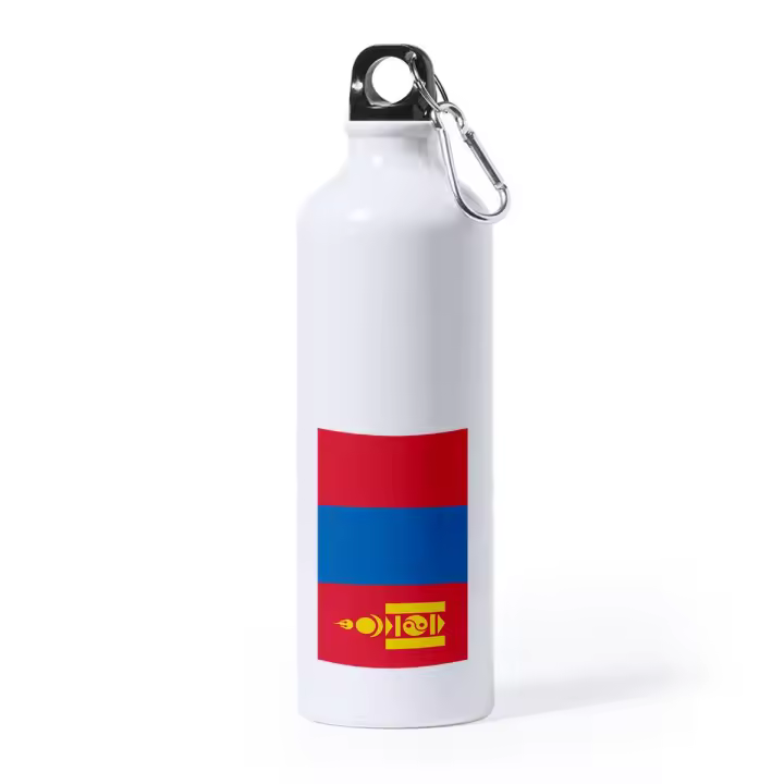 MERCHANDMANIA BIDON GRANDE 800 ML ACERO INOXIDABLE bandera mongolia pais gobierno mongol deporte deportivo con mosqueton botella - 1