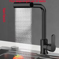 Kitchen Waterfall Faucet Black Sink Faucet Cold and Hot Water Faucet Sink Faucet with 4 Spray Heads Hot and Cold Water Faucet - details 0