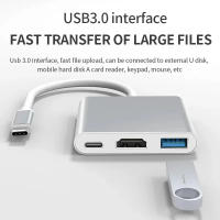 Cable Convertidor 3 En 1 USB-C a HDMI Compatible Para Samsung Huawei iPad Mac NS Adaptador HD 4K USB 3.0 Tipo C a HD Para Monitor - details 4