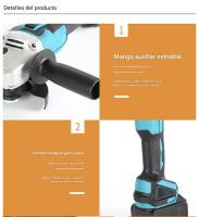 Amoladora Angular Profesional - Motor Sin Escobillas, Ultra Ligera para Hogar y Taller | Corte, Pulido y Lijado de Alta Precisión (Incluye Disco Multiusos) - details 8