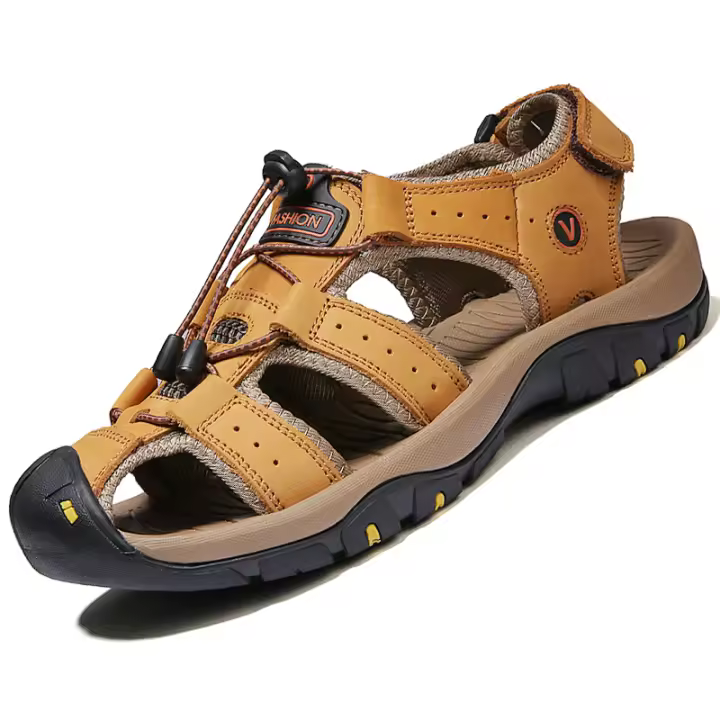 Sandalias De Verano Para Hombre Talla Grande 2023 Cuero Genuino Moda Sandalias De Plataforma Bajo Tornillo Y Cierre De Correa Material De Suela De Goma - 1