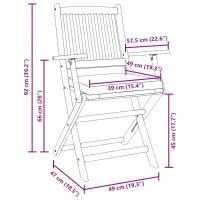 Sillas de jardín plegables vidaXL con cojín blanco 2pcs de madera de acacia maciza - details 7